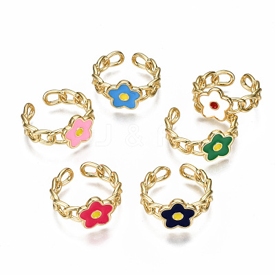 Brass Enamel Cuff Rings RJEW-N035-007-NF-1