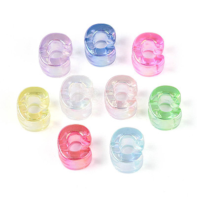 UV Plating Transparent Acrylic European Beads OACR-M027-02C-1
