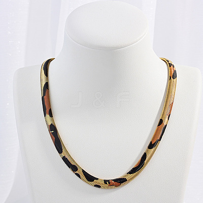 304 Stainless Steel Leopard Print Snake Chain Necklaces for Women NJEW-G164-01G-1