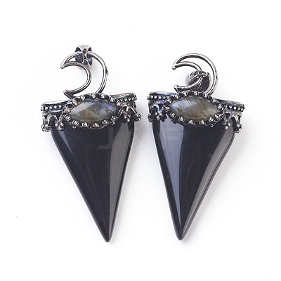 Natural Obsidian Big Pendants G-F639-06E-1