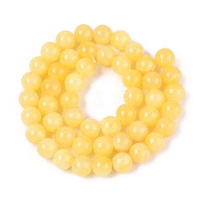 Natural Dyed Yellow Jade Gemstone Bead Strands G-R271-8mm-Y07-1