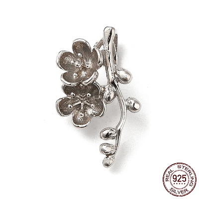Rhodium Plated 925 Sterling Silver Ice Pick Pinch Bails STER-NH0001-17P-1