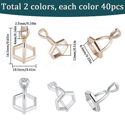 80Pcs 2 Colors Alloy Pinch Bails FIND-SC0007-67-1