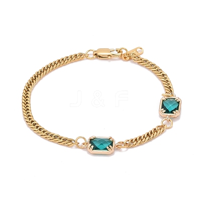 Rectangle with Glass Link Bracelets BJEW-JB06275-02-1