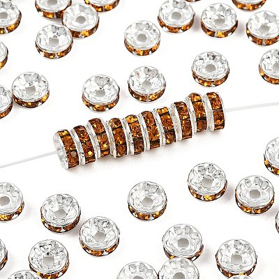 Brass Rhinestone Spacer Beads X-RB-A014-Z8mm-17S-1