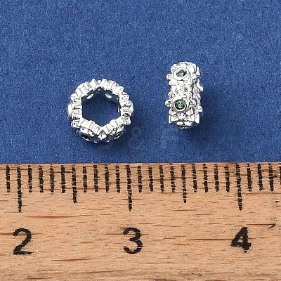 Silver Brass with Cubic Zirconia European Beads KK-B088-01A-01S-1