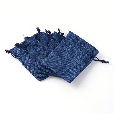 Polyester Imitation Burlap Packing Pouches Drawstring Bags ABAG-R005-9x12-12-1