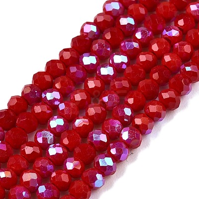 Electroplate Opaque Solid Color Glass Beads Strands EGLA-A044-P2mm-L02-1