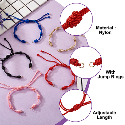 10Pcs 5 Colors Adjustable Braided Nylon Cord Bracelet Making AJEW-TA0001-25-1