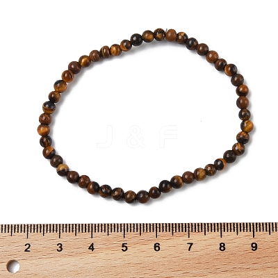 Natural Tiger Eye Round Bead Stretch Bracelets BJEW-L594-B02-1