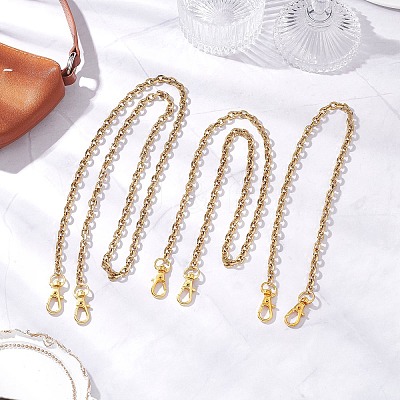 3Pcs 3 Sizes 304 Stainless Steel Cable Chain Purse Chains AJEW-BA00159-1