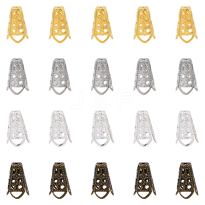 80Pcs 4 Colors Iron Bead Caps IFIN-YW0004-01-1