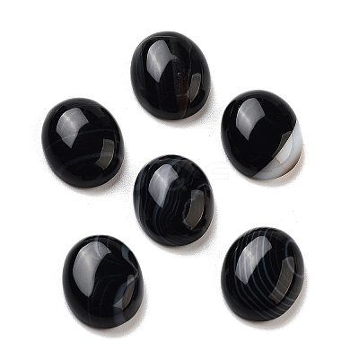 Natural Dyed & Heated Black Agate Cabochons G-G145-01A-31-1