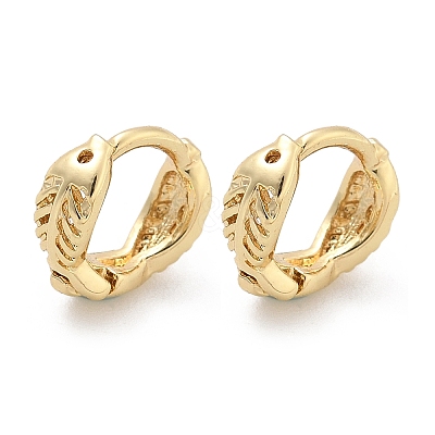 Fishbone Brass Hoop Earrings EJEW-Z102-32G-1
