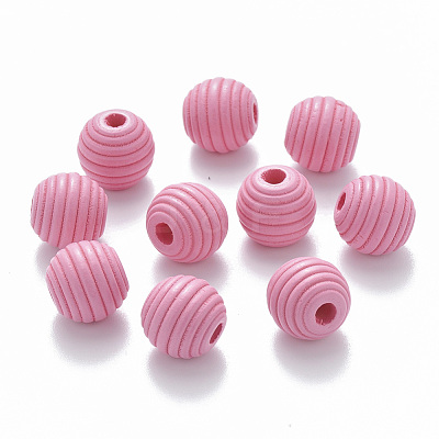Painted Natural Wood Beehive Beads WOOD-Q040-019B-A02-1
