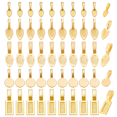 150Pcs 5 Styles Alloy Glue-on Flat Pad Bails FIND-GA0005-27-1
