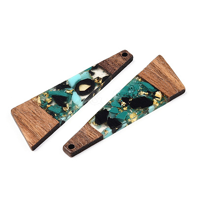 Transparent Resin & Walnut Wood Big Pendants RESI-TAC0017-71-A02-1