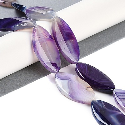Natural Purple Banded Agate Beads Strands G-C141-A01-02-1