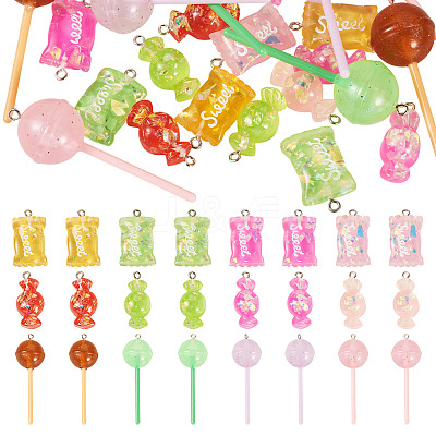 24Pcs 12 Styles Resin Imitation Food Pendants RESI-TA0004-22-1