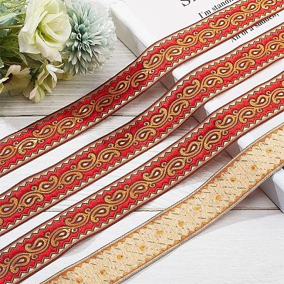 Ethnic Embroidery Polyester Flat Ribbons OCOR-WH0060-38C-1