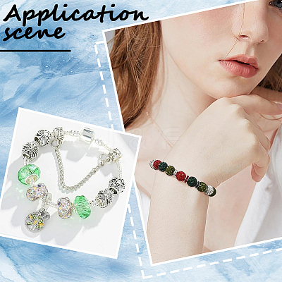 Handmade Polymer Clay Rhinestone European Large Hole Beads with Silver Color Plated Brass Cores FPDL-PA0001-02D-1