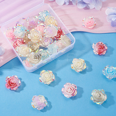30Pcs 6 Colors Luminous Resin Cabochons CRES-TA0001-79-1