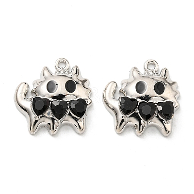 Rack Plating Alloy Enamel with Rhinestone Pendants PALLOY-K010-40P-1