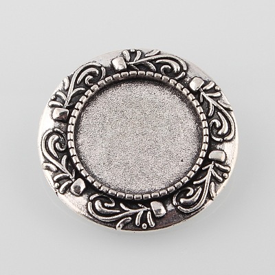 Vintage Alloy Brooch Cabochon Bezel Settings PALLOY-O038-32AS-1