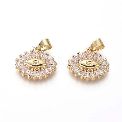 Brass Micro Pave Cubic Zirconia Pendants ZIRC-I032-05G-1