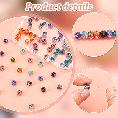 90Pcs 9 Colors Handmade Gold Sand Lampwork Beads LAMP-PH0001-25-1