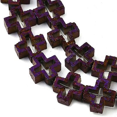 Electroplated Natural Lava Rock Beads Strands G-K388-02D-1