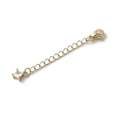 Brass Micro Pave Clear Cubic Zirconia Chain Extender KK-G491-52D-G-1