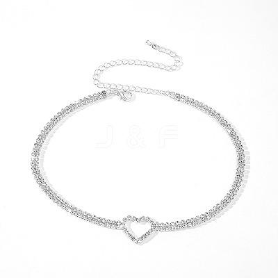 Heart Alloy Full Crystal Rhinestone Link Chain Choker Necklaces for Women FS-WGC99F9-01-1