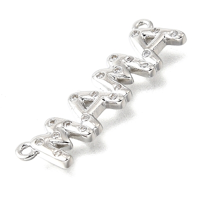 Mother's Day Brass Micro Pave Clear Cubic Zirconia Word Mama Connector Charms KK-V007-36P-1