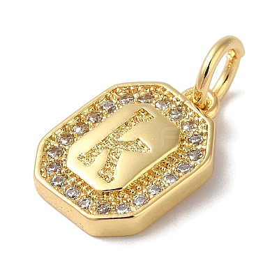 Real 18K Gold Plated Brass Micro Pave Clear Cubic Zirconia Pendants KK-L216-002G-K-1