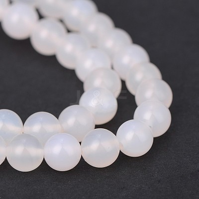 Natural White Agate Round Beads Strands G-N0151-10-8mm-1