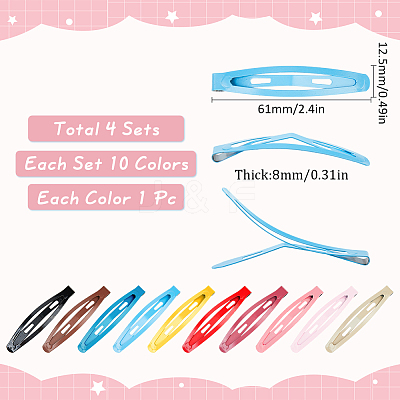 4 Sets Iron Snap Hair Clips AJEW-SC0003-37A-01-1