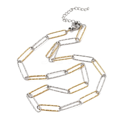 5MM Duo Tone 304 Stainless Steel Textured Paperclip Chain Necklaces for Women Men SA-CBA37BC-20GP-1