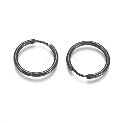 304 Stainless Steel Huggie Hoop Earrings LS-EJEW-F111A-20mm-B-1