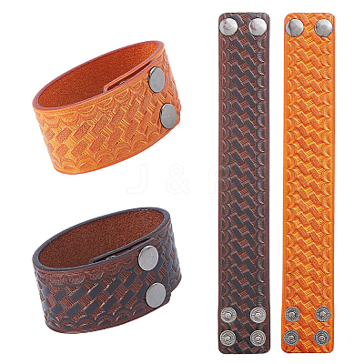 2Pcs 2 Colors Punk Cowhide Cord Bracelets BJEW-FH0001-15-1