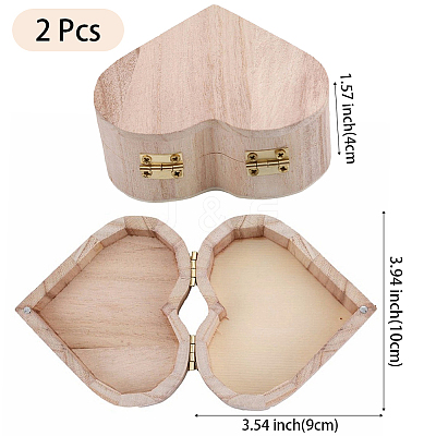 2Pcs Heart Wood Jewelry Storage Boxes OBOX-DJ0001-04-1