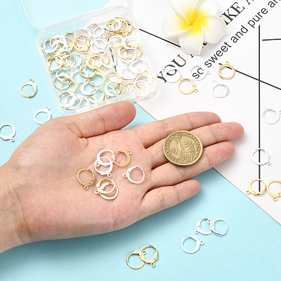 80Pcs 2 Colors 304 Stainless Steel Leverback Earring Findings STAS-SC0010-56-1