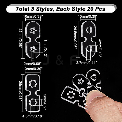 60Pcs 3 Shapes Acrylic Knitted Hat Making Fastener Tool FIND-GA0004-04-1