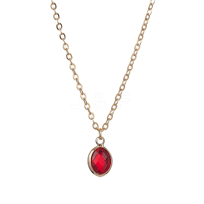 Glass Oval Pendant Necklaces NJEW-JN04928-1