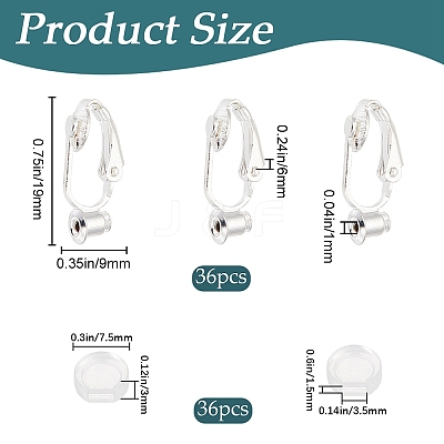 36Pcs Brass Clip-on Earring Converters Findings KK-SP0001-10S-1