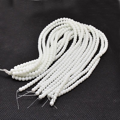 Opaque Solid Color Glass Round Beads Strands X-GLAA-F032-4mm-01-1