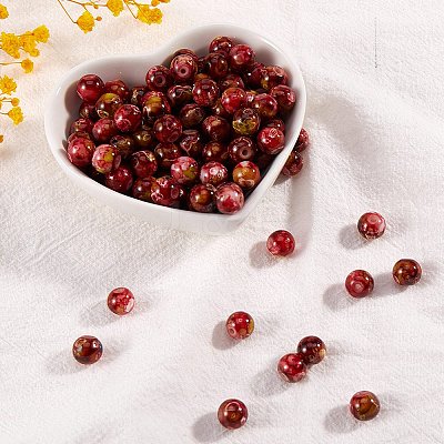2 Strands 2 Colors Natural Imitation South Red Agate & Rainforest Agate Beads Strands G-SZ0001-46-1