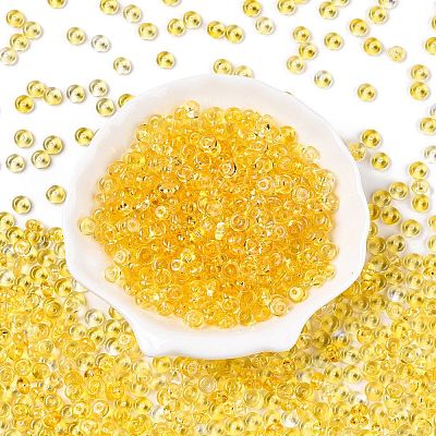Spray Painted Transparent Glass Seed Beads SEED-T007-05A-1