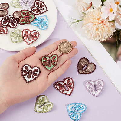 14Pcs 2 Bags Heart Polyester Embroidery Sew On Patches PATC-CY0001-74-1