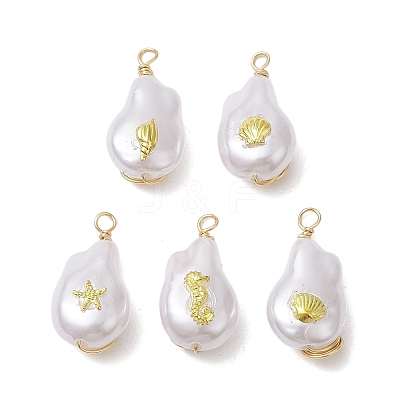 ABS Plastic Imitation Pearl Pendants PALLOY-JF02601-01-1